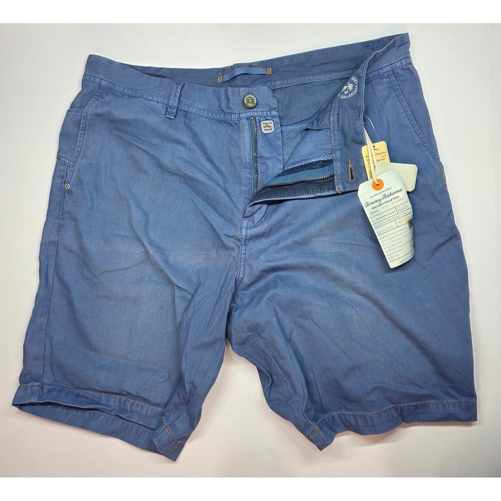 Tommy Bahama Island Crafted Saltwater Washed Blue Cotton Shorts Mens 38 NEW